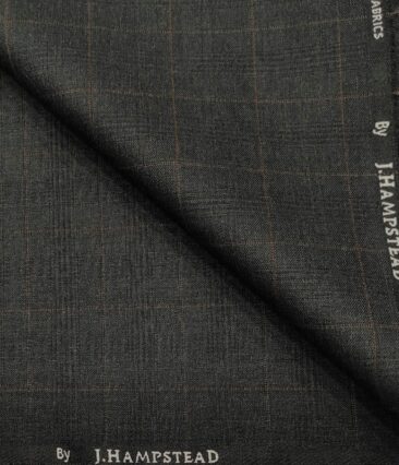 J.Hampstead Men's Polyester Viscose Checks Unstitched Suiting Fabric (Dark Grey)
