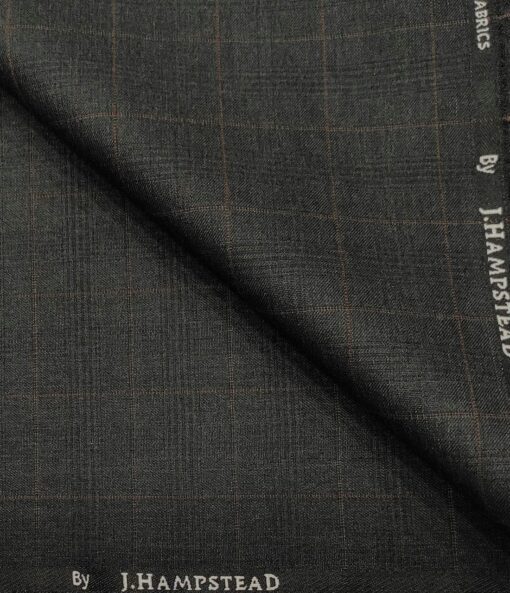 J.Hampstead Men's Polyester Viscose Checks Unstitched Suiting Fabric (Dark Grey)