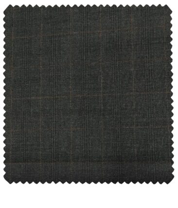 J.Hampstead Men's Polyester Viscose Checks Unstitched Suiting Fabric (Dark Grey)