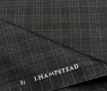 J.Hampstead Men's Polyester Viscose Checks Unstitched Suiting Fabric (Dark Grey)