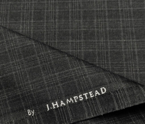 J.Hampstead Men's Polyester Viscose Checks Unstitched Suiting Fabric (Dark Grey)
