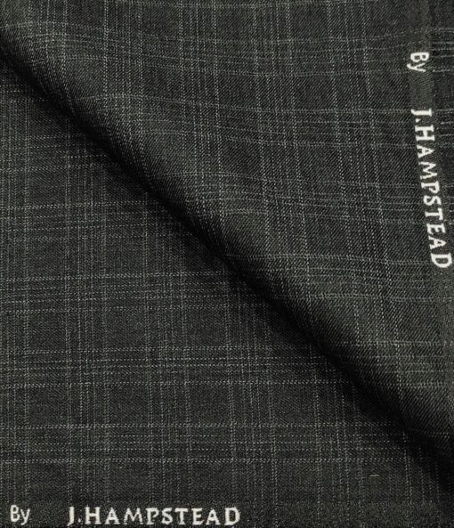 J.Hampstead Men's Polyester Viscose Checks Unstitched Suiting Fabric (Dark Grey)