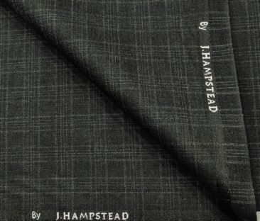 J.Hampstead Men's Polyester Viscose Checks Unstitched Suiting Fabric (Dark Grey)