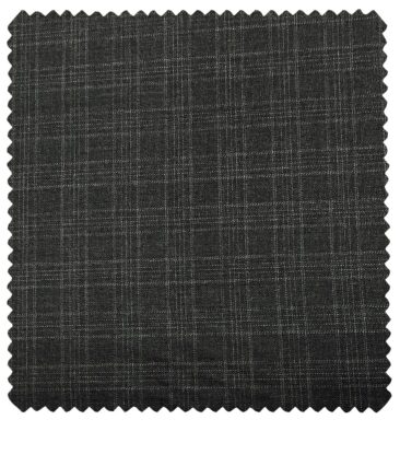 J.Hampstead Men's Polyester Viscose Checks Unstitched Suiting Fabric (Dark Grey)
