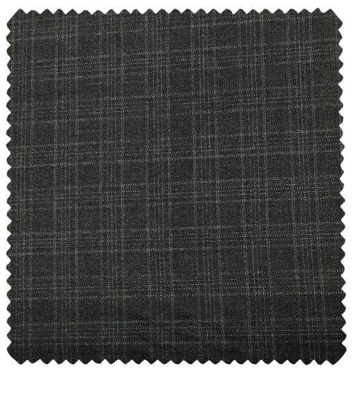 J.Hampstead Men's Polyester Viscose Checks Unstitched Suiting Fabric (Dark Grey)