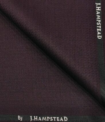 J.Hampstead Men's Polyester Viscose Structured Unstitched Suiting Fabric (Shiny Dark Wine )