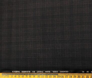 J.Hampstead Men's Polyester Viscose Checks Unstitched Suiting Fabric (Dark Wine)