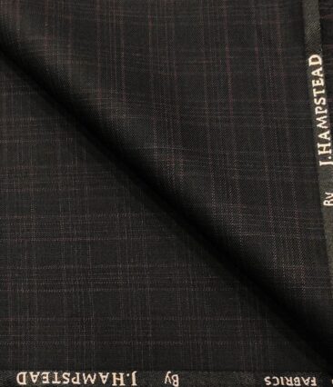 J.Hampstead Men's Polyester Viscose Checks Unstitched Suiting Fabric (Dark Wine)