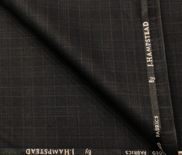 J.Hampstead Men's Polyester Viscose Checks Unstitched Suiting Fabric (Dark Wine)