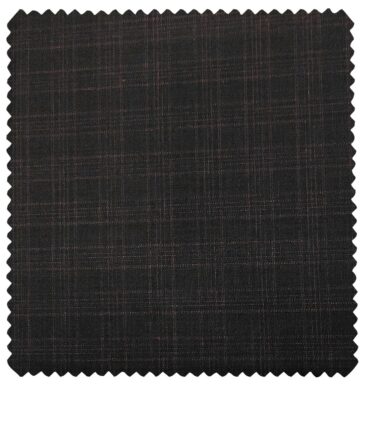 J.Hampstead Men's Polyester Viscose Checks Unstitched Suiting Fabric (Dark Wine)