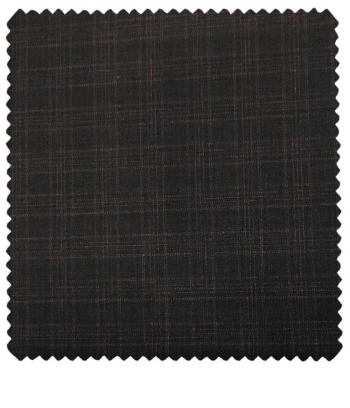 J.Hampstead Men's Polyester Viscose Checks Unstitched Suiting Fabric (Dark Wine)