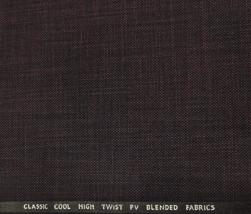 J.Hampstead Men's Polyester Viscose Structured Unstitched Suiting Fabric (Dark Wine)