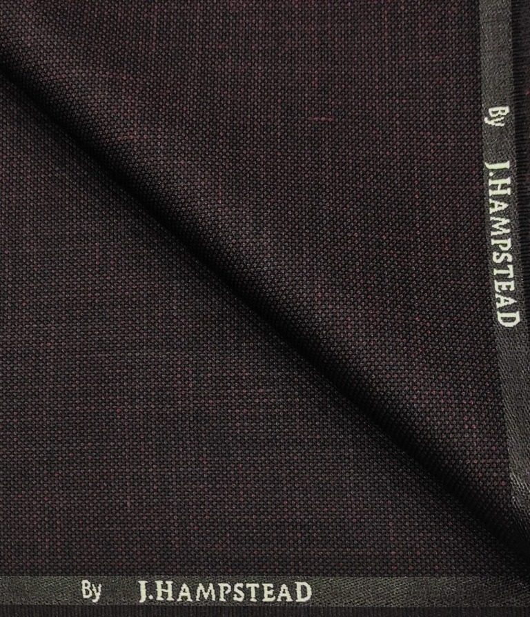 J.Hampstead Men's Polyester Viscose Structured Unstitched Suiting Fabric (Dark Wine)
