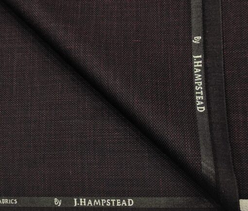 J.Hampstead Men's Polyester Viscose Structured Unstitched Suiting Fabric (Dark Wine)
