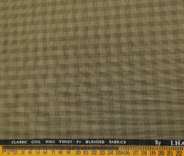 J.Hampstead Men's Polyester Viscose Checks Unstitched Suiting Fabric (Khakhi)