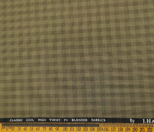 J.Hampstead Men's Polyester Viscose Checks Unstitched Suiting Fabric (Khakhi)