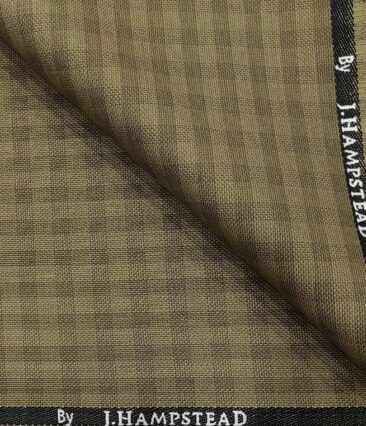J.Hampstead Men's Polyester Viscose Checks Unstitched Suiting Fabric (Khakhi)