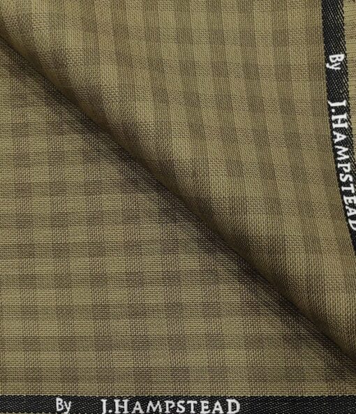 J.Hampstead Men's Polyester Viscose Checks Unstitched Suiting Fabric (Khakhi)
