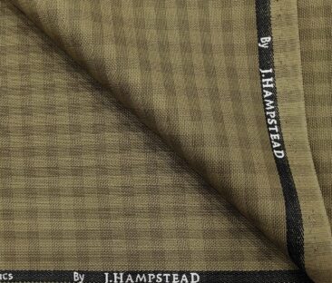 J.Hampstead Men's Polyester Viscose Checks Unstitched Suiting Fabric (Khakhi)