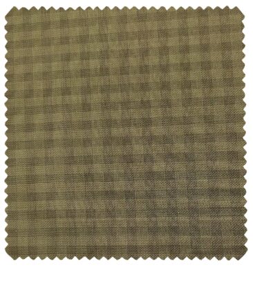J.Hampstead Men's Polyester Viscose Checks Unstitched Suiting Fabric (Khakhi)
