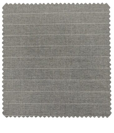 J.Hampstead Men's Polyester Viscose Striped Unstitched Suiting Fabric (Light Grey)