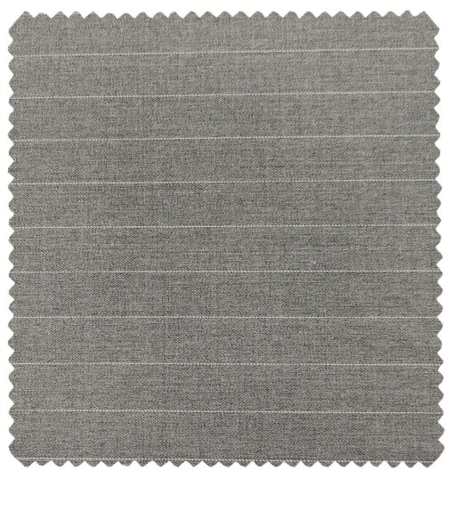 J.Hampstead Men's Polyester Viscose Striped Unstitched Suiting Fabric (Light Grey)