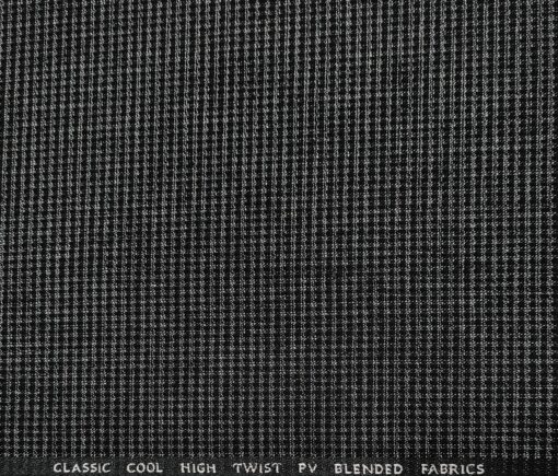 J.Hampstead Men's Polyester Viscose Checks Unstitched Suiting Fabric (Silver Grey)
