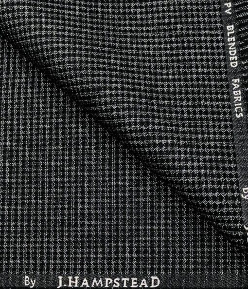 J.Hampstead Men's Polyester Viscose Checks Unstitched Suiting Fabric (Silver Grey)