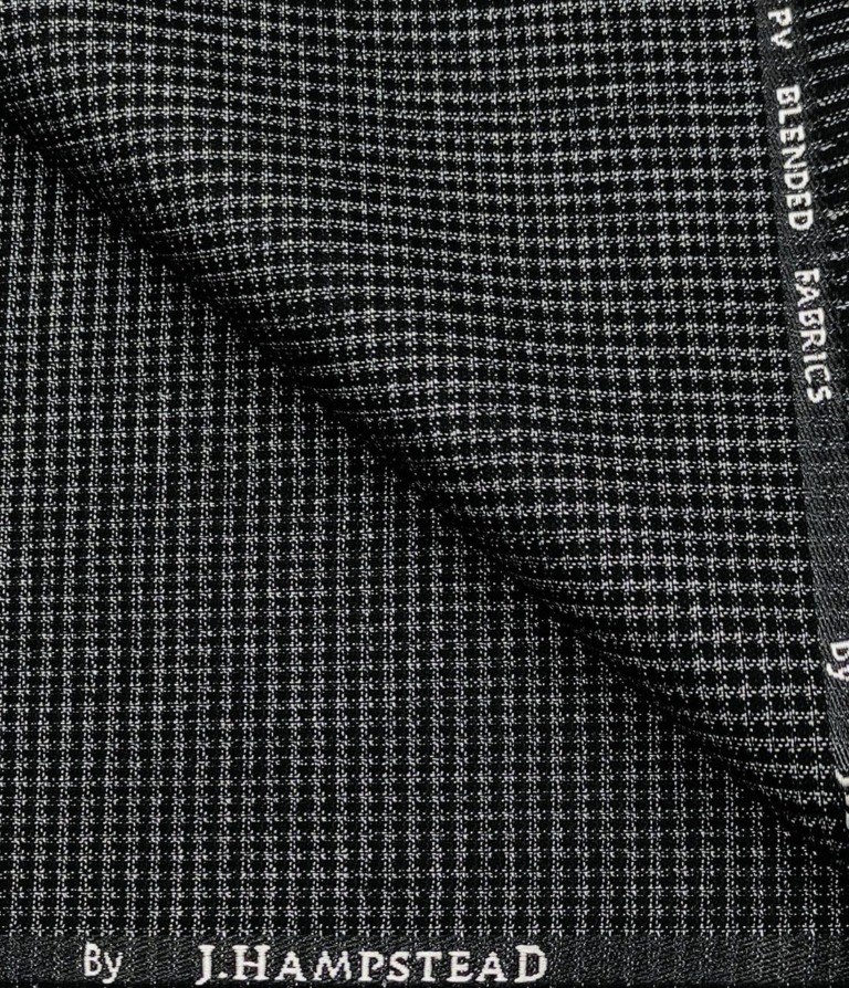 J.Hampstead Men's Polyester Viscose Checks Unstitched Suiting Fabric (Silver Grey)