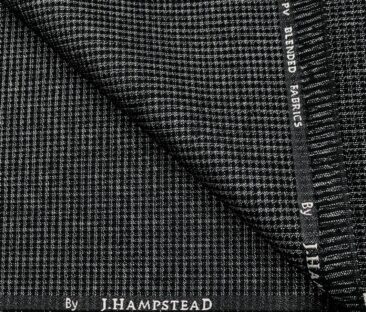 J.Hampstead Men's Polyester Viscose Checks Unstitched Suiting Fabric (Silver Grey)