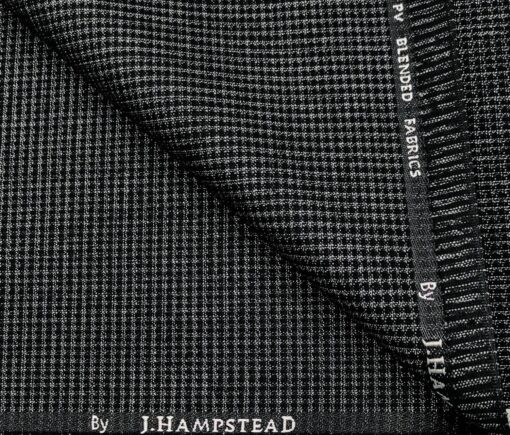 J.Hampstead Men's Polyester Viscose Checks Unstitched Suiting Fabric (Silver Grey)