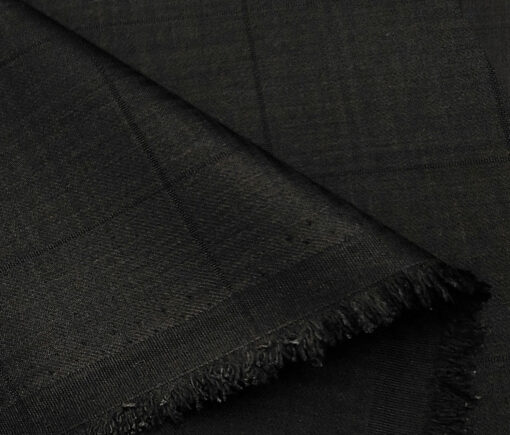 J.Hampstead Men's Terry Rayon Checks Unstitched Suiting Fabric (Black)