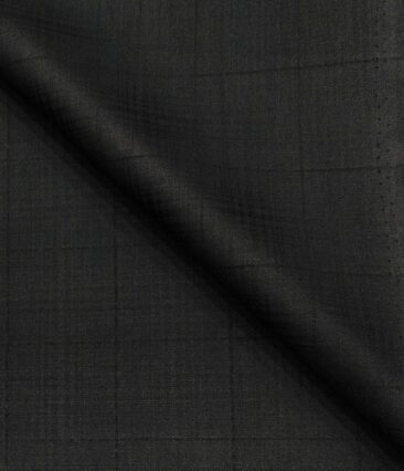 J.Hampstead Men's Terry Rayon Checks Unstitched Suiting Fabric (Black)