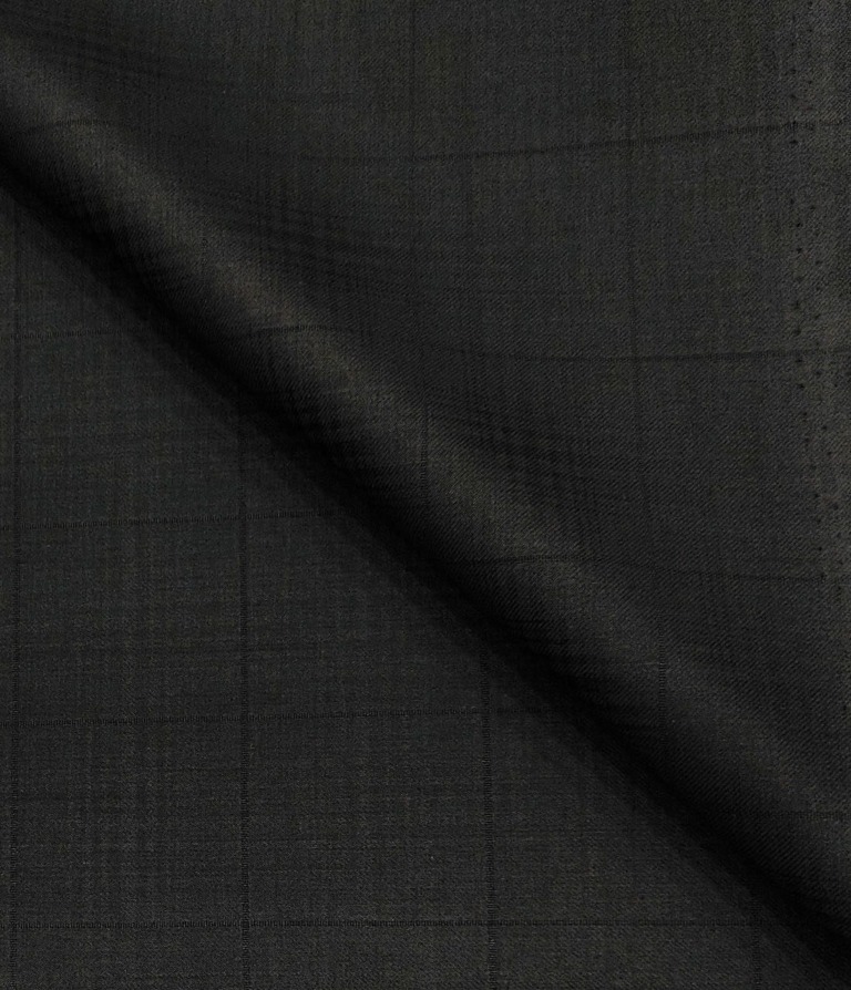 J.Hampstead Men's Terry Rayon Checks Unstitched Suiting Fabric (Black)