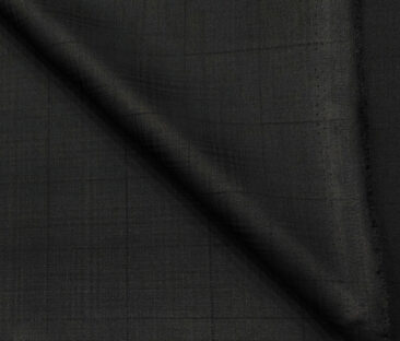J.Hampstead Men's Terry Rayon Checks Unstitched Suiting Fabric (Black)