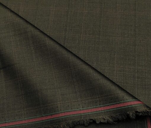J.Hampstead Men's Terry Rayon Checks Unstitched Suiting Fabric (Dark Carob Brown)