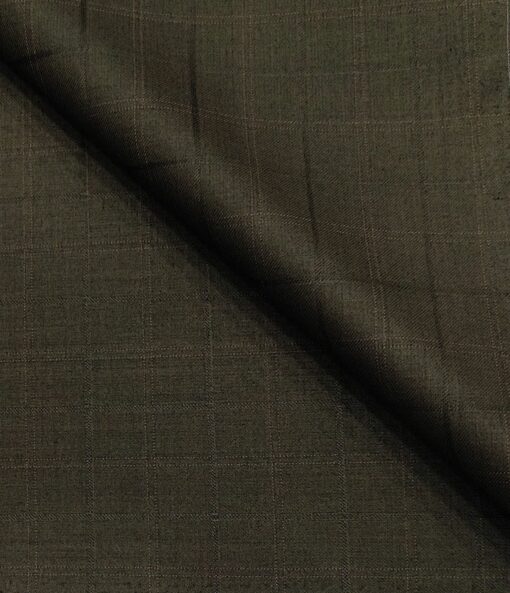 J.Hampstead Men's Terry Rayon Checks Unstitched Suiting Fabric (Dark Carob Brown)