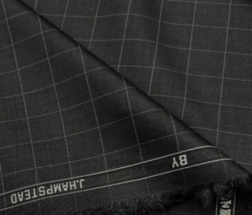 J.Hampstead Men's Terry Rayon Checks Unstitched Suiting Fabric (Dark Grey)