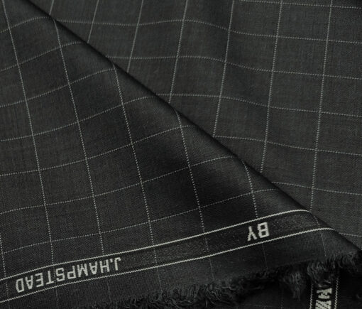 J.Hampstead Men's Terry Rayon Checks Unstitched Suiting Fabric (Dark Grey)