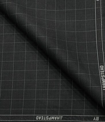 J.Hampstead Men's Terry Rayon Checks Unstitched Suiting Fabric (Dark Grey)