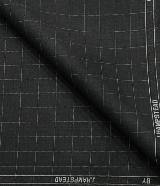 J.Hampstead Men's Terry Rayon Checks Unstitched Suiting Fabric (Dark Grey)