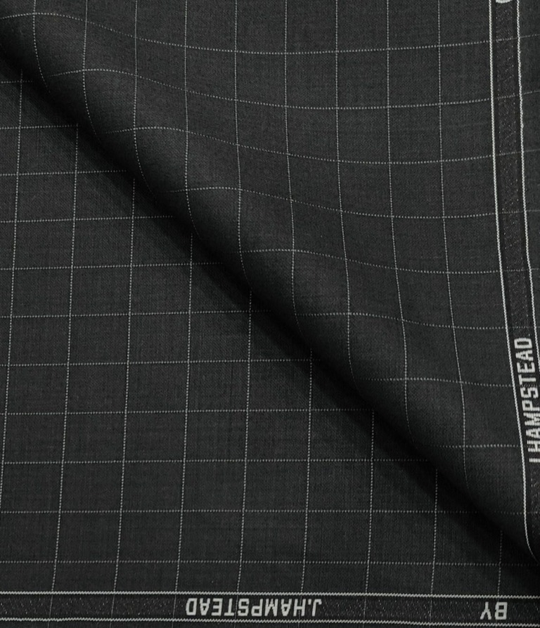 J.Hampstead Men's Terry Rayon Checks Unstitched Suiting Fabric (Dark Grey)
