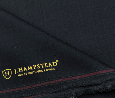 J.Hampstead Men's Terry Rayon Checks Unstitched Suiting Fabric (Dark Navy Blue)