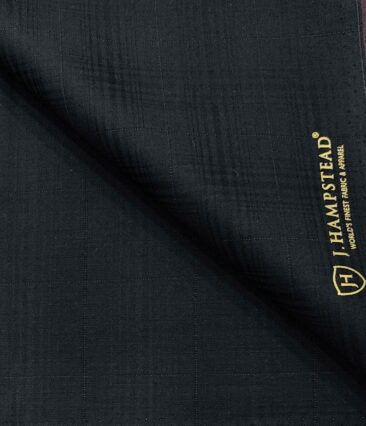 J.Hampstead Men's Terry Rayon Checks Unstitched Suiting Fabric (Dark Navy Blue)