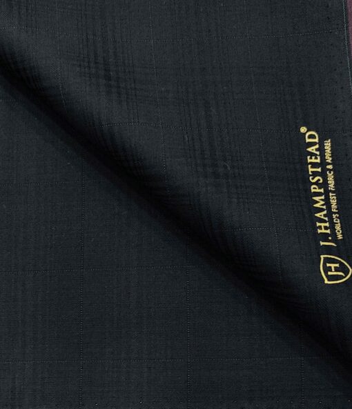 J.Hampstead Men's Terry Rayon Checks Unstitched Suiting Fabric (Dark Navy Blue)