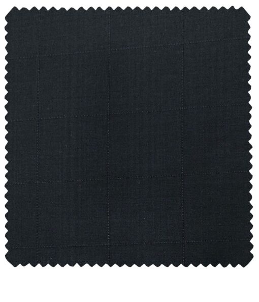 J.Hampstead Men's Terry Rayon Checks Unstitched Suiting Fabric (Dark Navy Blue)