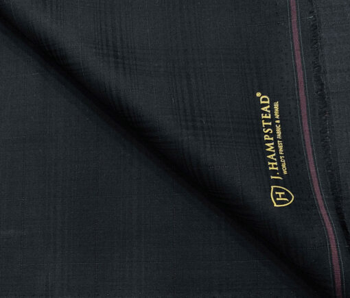 J.Hampstead Men's Terry Rayon Checks Unstitched Suiting Fabric (Dark Navy Blue)