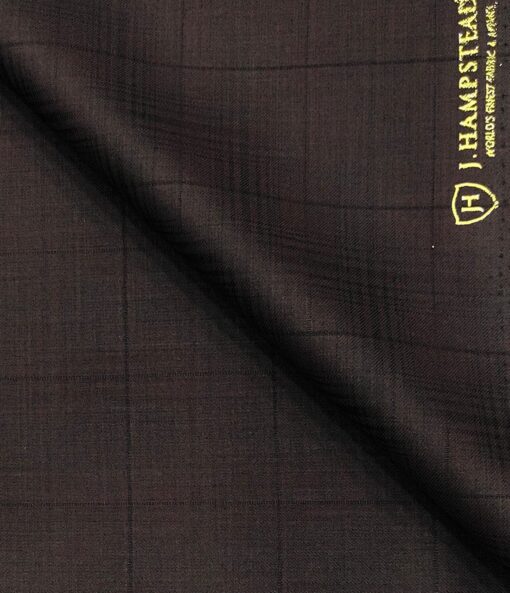 J.Hampstead Men's Terry Rayon Checks Unstitched Suiting Fabric (Dark Wine)