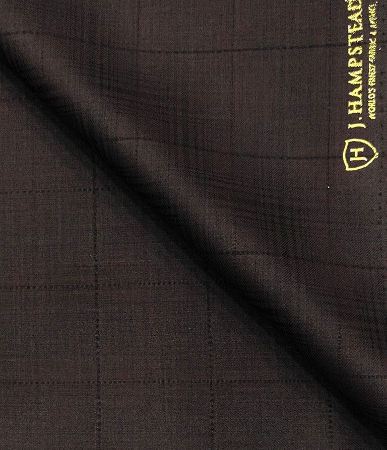 J.Hampstead Men's Terry Rayon Checks Unstitched Suiting Fabric (Dark Wine)