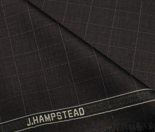 J.Hampstead Men's Terry Rayon Checks Unstitched Suiting Fabric (Dark Wine)